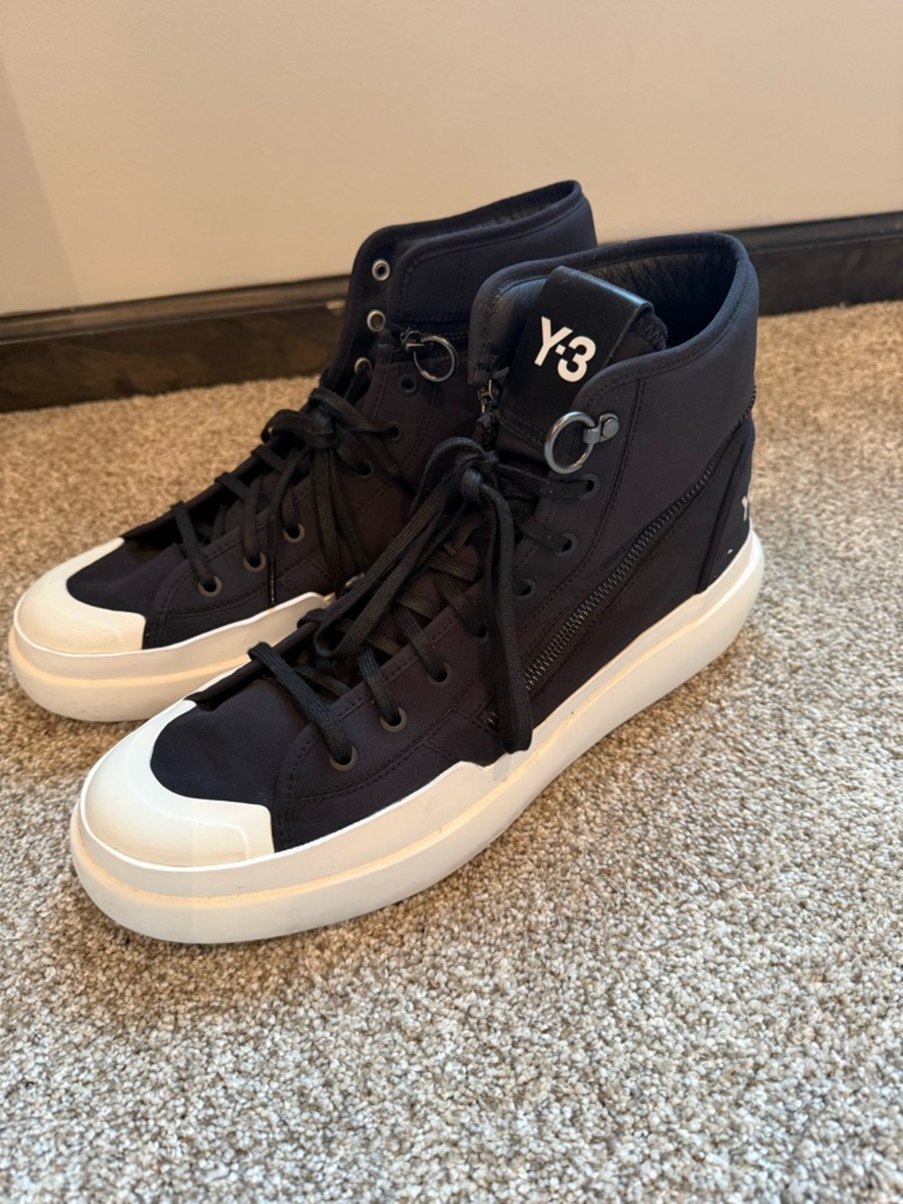 Adidas Y-3 Ajatu Court High Sneakers, Black/White, 11.5